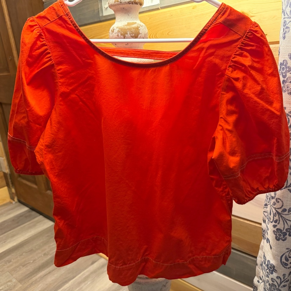 Women's Red Puff Sleeve Top